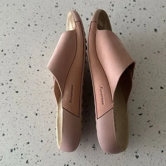 Ecco 2nd Cozmo Blush Pink Slide Sandals Nubuck Leather Casual Minimalist Size 37 - Picture 3 of 8